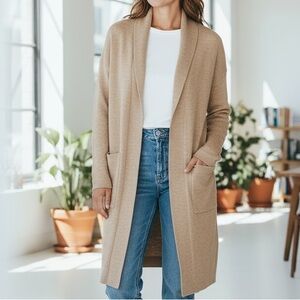 LOFT Tan Open Front Cardigan